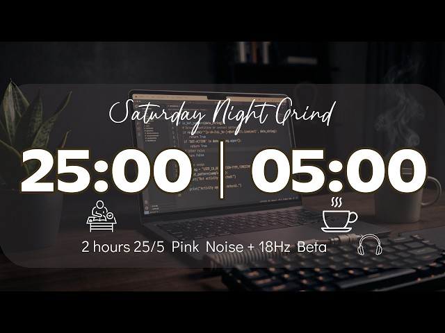 Day 26/30: 25/5 Pomodoro Timer with Pink Noise 🎧 2-Hour Study with Me for Deep Focus & ADHD ✨