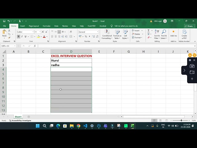 Excel interview interview question
