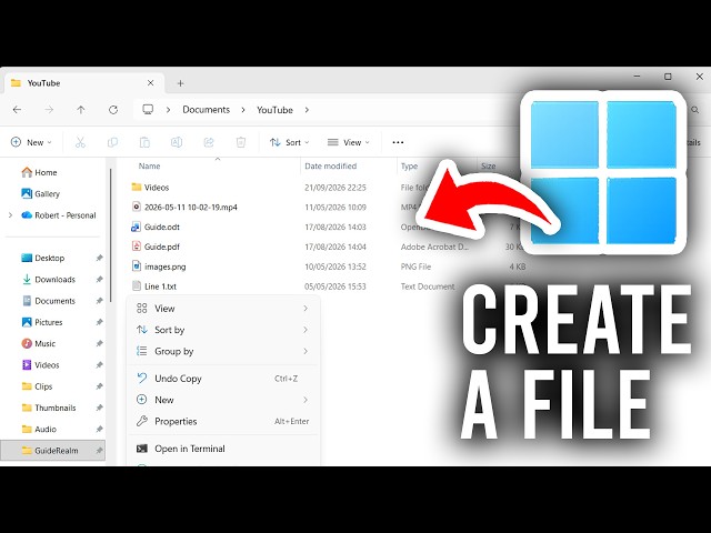 How To Create A File In A Folder In WIndows - Tutorial