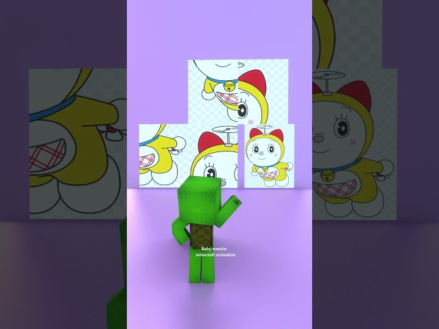 Baby zombie, JJ, and Mikey are playing with Doraemon puzzles 😊 #minecraftanimation