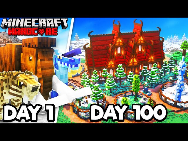 I Spent 100 Days Building An ICE AGE ZOO In Minecraft Hardcore!