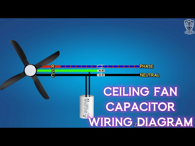 Ceiling Fan Capacitor wiring diagram | Animation | HVAC | Eletcrical