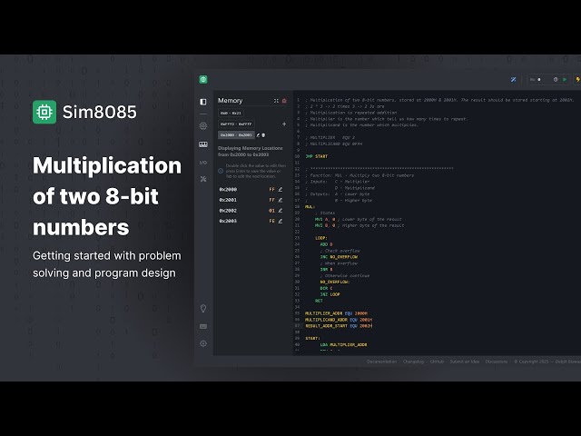 Multiplication of two 8-bit numbers using 8085 microprocessor