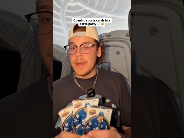 Opening sports card in a Porta Potty 🚽 🤣