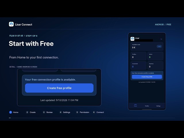 Free VPN Profile: Create and Connect — Lisar Connect Android
