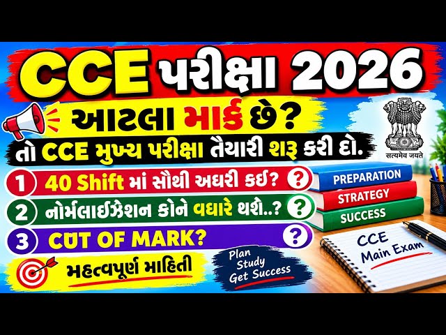  CCE Exam 2026 🔥 સંભવિત Cut Off કેટલું જશે? 😱 Group A & B | Normalization | Main Exam Latest Update