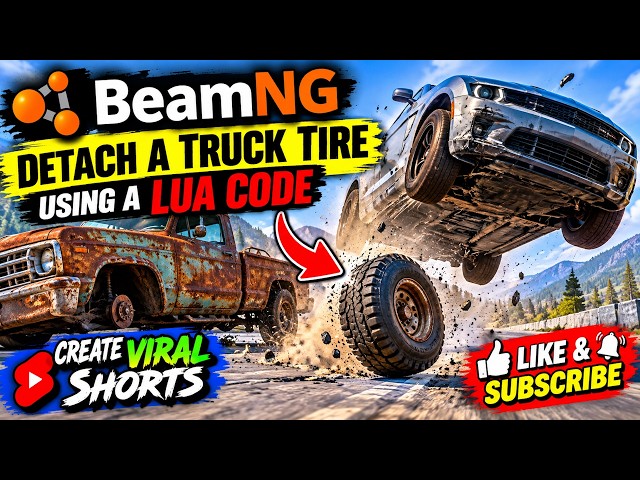 BeamNG: How to DETACH a Car Tire Using a LUA Trigger! 🔥 | Create Viral Shorts
