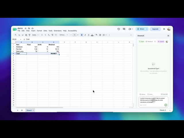 How to Fix a Formula Parse Error in Google Sheets with SheetsX