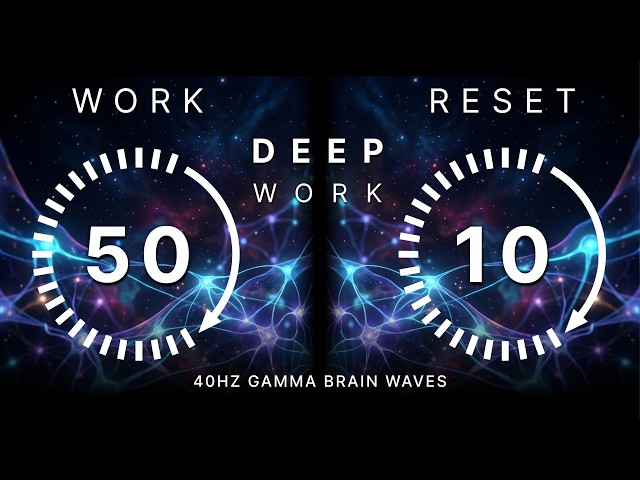 Deep Work Sprint | 50/10 Pomodoro Timer with 40Hz Gamma Binaural Beats to Productivity and Focus