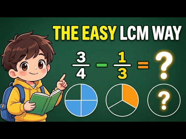 How to Subtract Any Fractions with Different Denominators | LCM Method 🍕
