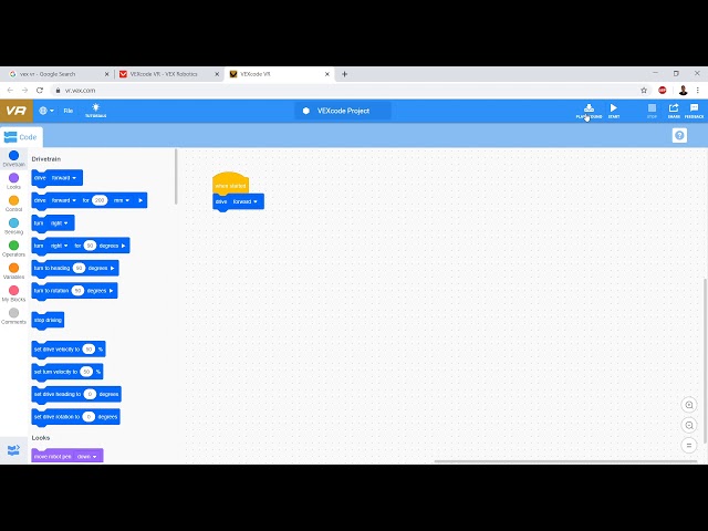 VEXcode Vr : 1 : Online Robot Coding Simulator