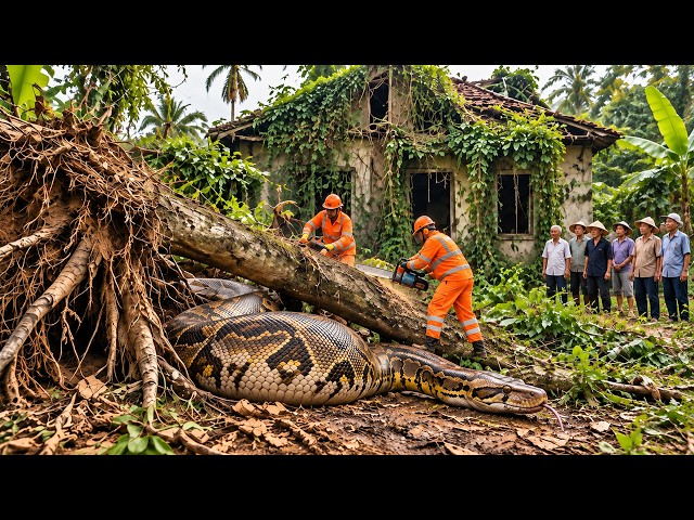 Workers Cut Down a 100-Year-Old Giant Tree — Then a Monster Python Crawled Out!