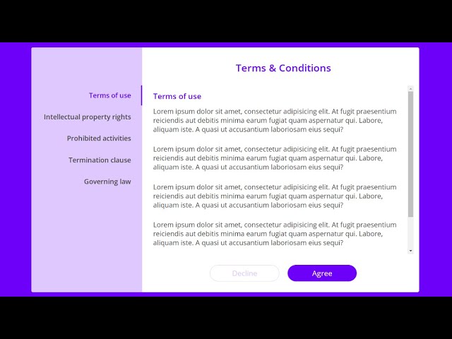 Terms and Condition Tabs Section Using HTML CSS and Javascript || CSS Tabs #CSSTabs #HTMLTabs #Tabs