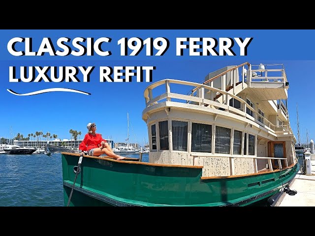 $525,000 1919 CLASSIC LA HARBOR FERRY The Ace LUXURY REFIT Houseboat Liveaboard Boat Yacht Tour