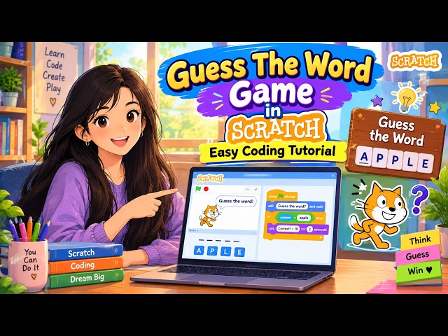 Coding for guess the word game in scratch #scratch #scratchcoding