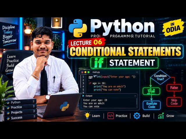 Python if Statement Explained | Conditional Statements in Python | Lecture 06 Part 01 | In Odia