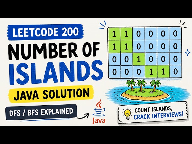 LeetCode 200: Number of Islands | Java Solution Explained (DFS/BFS) | {Java Tutorial beginners}