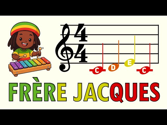 Frère Jacques 🇯🇲 Easy Reggae Orff Play-Along | Color-Coded Notes for Beginners