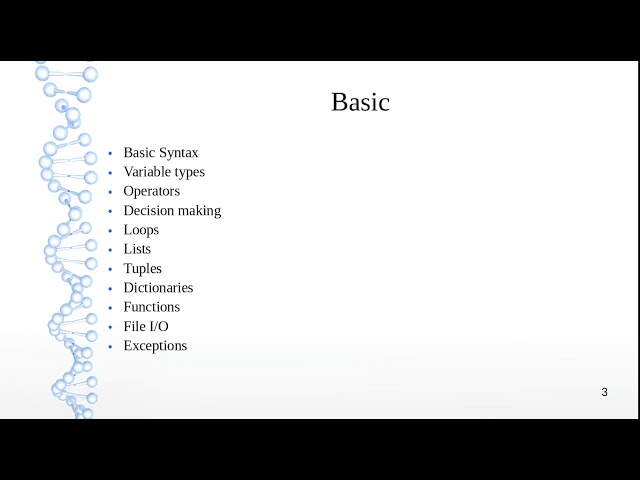 Python for beginner : 1 Course outline