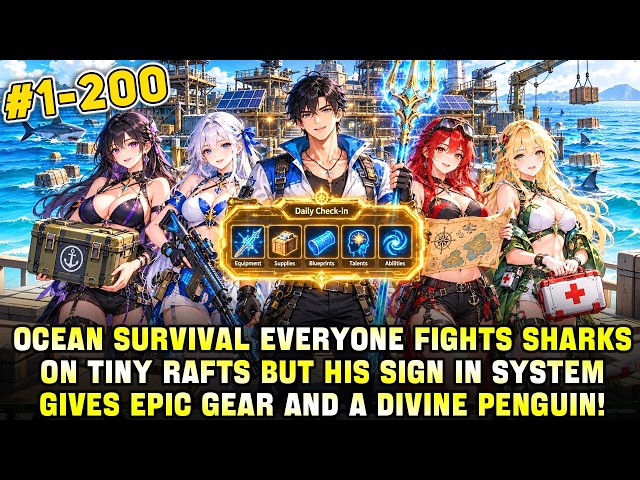 Ocean Survival: He Unlocks Daily Check-In Reward System, Starts With a Tiny Raft, Builds a Sea Base!