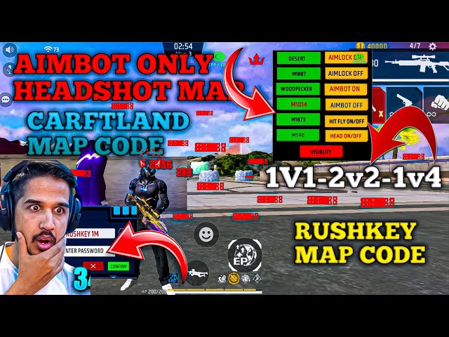 SECRET AUTO AIMLOCK 🎯 + AIMBOT MAP ☠️ 1V1 ONETAP MAP CODE | FREE FIRE PANEL MAP | 2V2 MIC MAP CODE