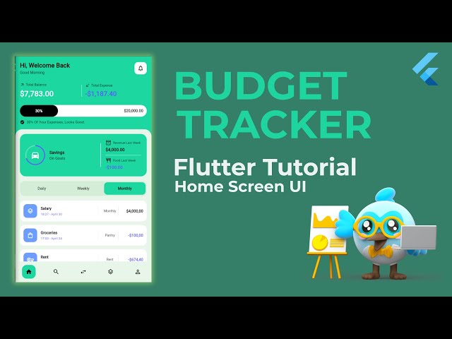 Modern Budget Tracker Home Screen Design | Flutter UI Tutorial