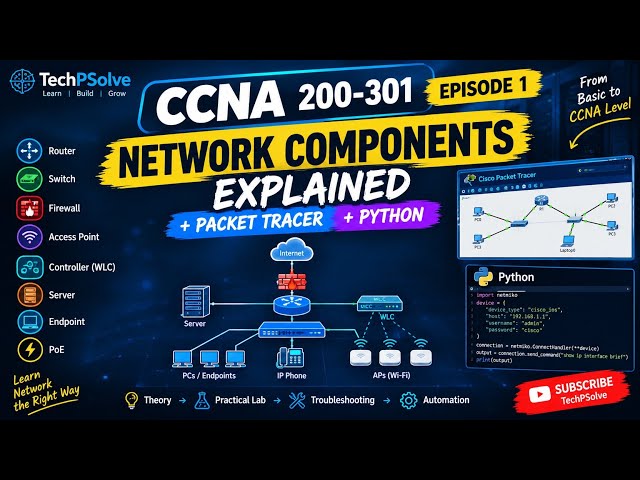 CCNA Episode 1: Network Components Explained | Packet Tracer + Python