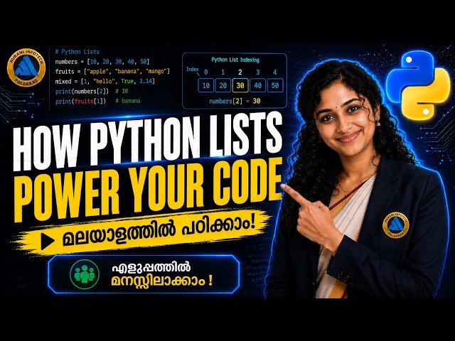 Python Programming #10: List | Free Malayalam Course (BTech, CBSE, BSc, MCA, MSc)