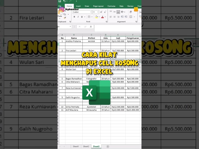 Cara Kilat Hapus Cell Kosong Di Excel #tips #excel #shortvideo #information #tricks #klaten #kursus