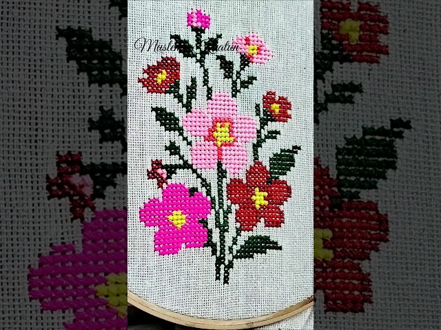 Beautiful Hand Embroidery Flower Design 🌺 #embroidery #shorts #shortsviral #trending #diy #flowers