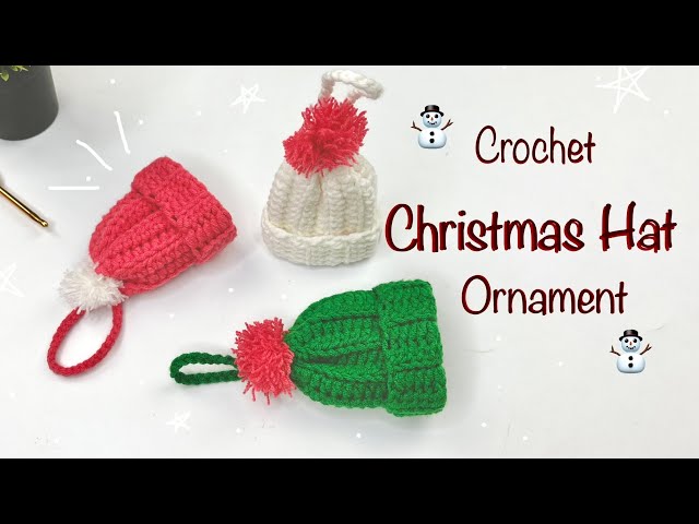 Easy Crochet Mini Christmas Hat Ornament Tutorial | Crochet Winter Hat DIY