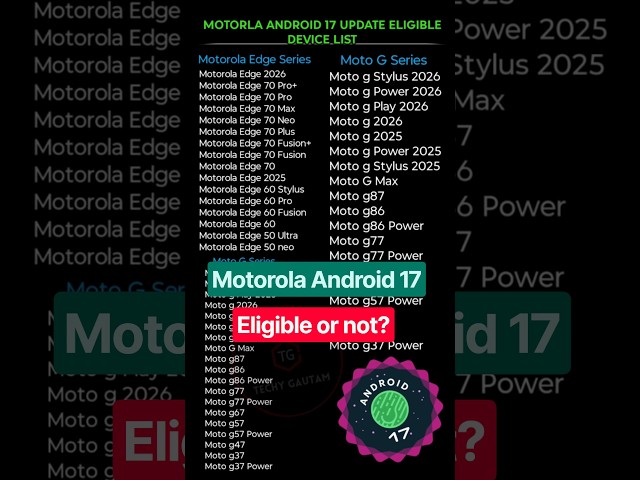 Motorola Android 17 Update rollout started 🔥 | Moto android 17 update  phone list
