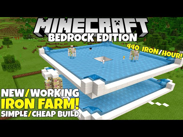 Minecraft Bedrock: Upgradable IRON FARM! Simple/Working! 440+ Iron/Hour! 1.21 Update Tutorial