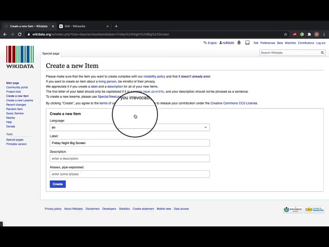 How to add a new item to Wikidata.