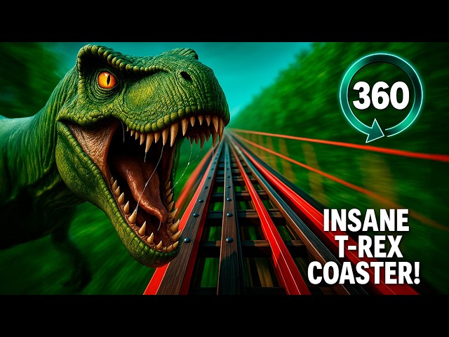 Dinosaur T-Rex Roller Coaster - 360° VR Video