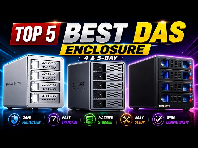 Best DAS Enclosure 2026 | 4-Bay vs 5-Bay HDD Enclosure Comparison (USB-C 10Gbps, Hot Swap)
