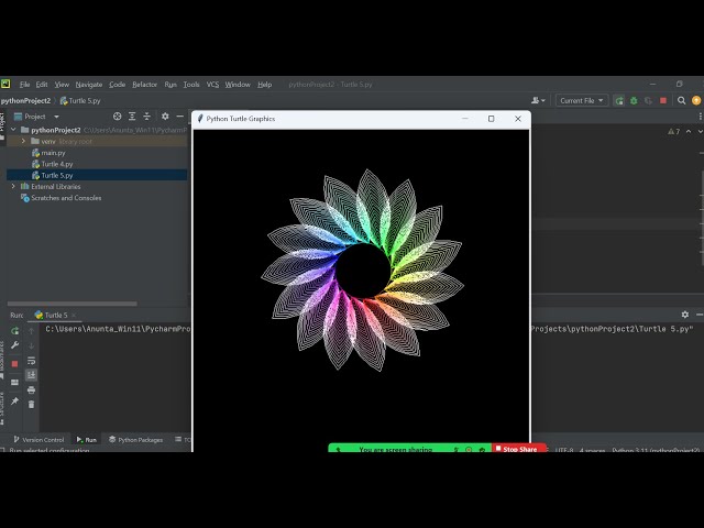 Flower Drawing Using Python Turtle Graphics