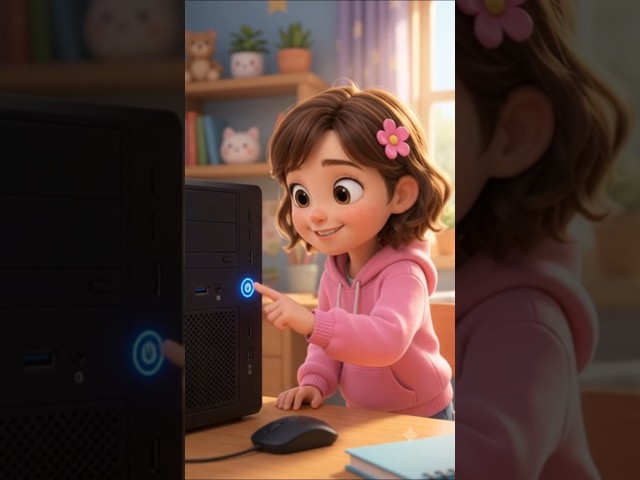 How to Start a Computer? Lilly Learns It in Seconds! 💻🚀#shorts #viral