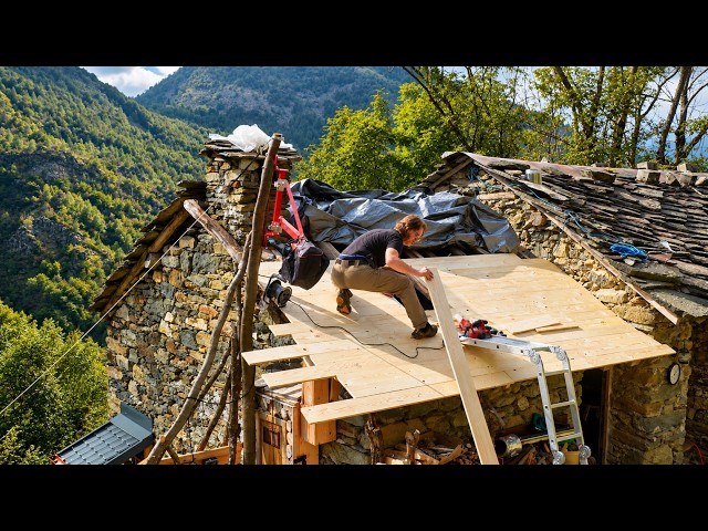 Rebuilding the Old Cabin Roof | Using Local Materials | EP141