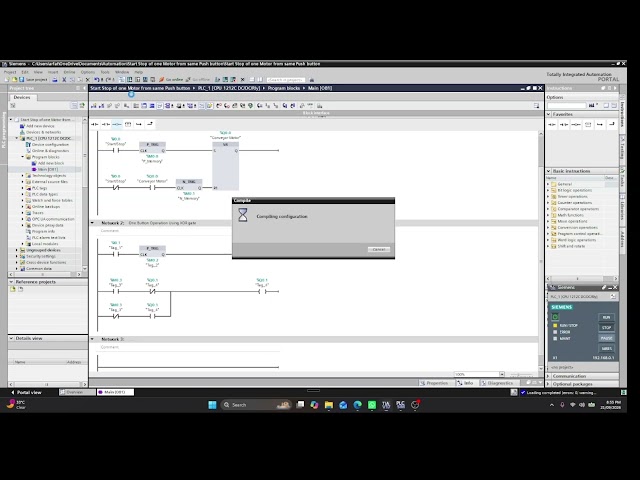 2.Start Stop of one Motor from the same Push button PLC program using XOR Gate