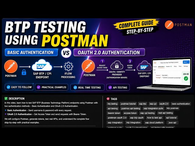 SAP BTP Testing Using Postman | Basic Auth vs OAuth 2.0 | Step-by-Step API Testing