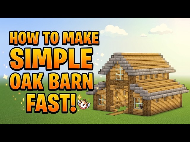 How To Make Simple Oak Barn FAST! Minecraft Tutorial