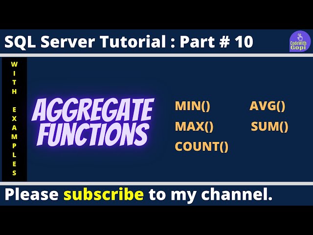 📊 SQL Aggregate Functions | MIN(), MAX(), COUNT(), AVG(), and SUM() | SQL Server Tutorial