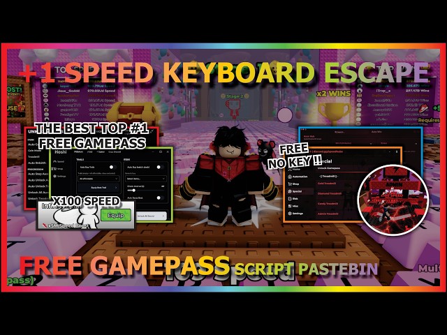 +1 SPEED KEYBOARD ESCAPE Script Pastebin 2026 AUTO FARM, EZ AUTO WIN, FREE ALL GAMEPASS (NO KEY) 🏆⚡