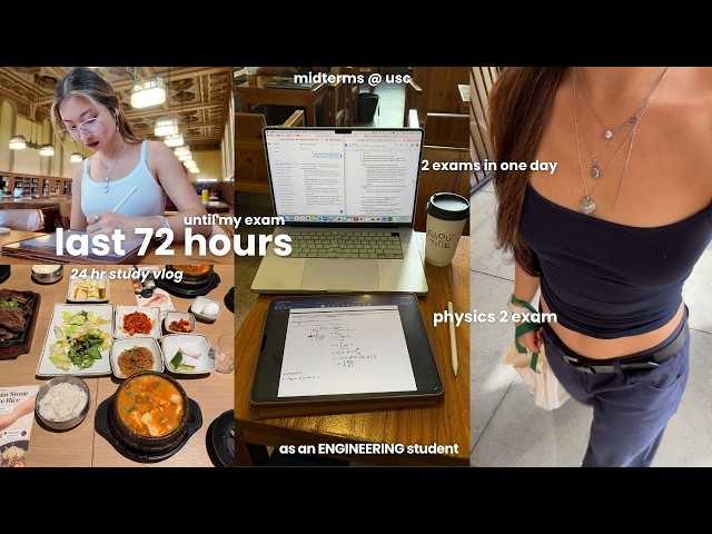 realistic midterms week as an ENGINEERING STUDENT 🥨 | 24 hr studying, 2 exams, intense cramming