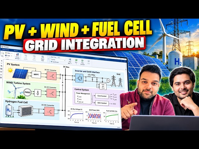 Grid-Connected Solar, Wind & Hydrogen Fuel Cell in MATLAB Simulink.
