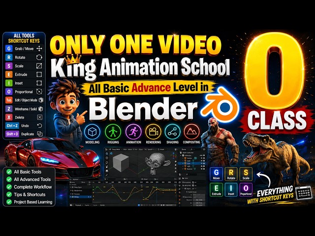Blender Basic Tutorial for Beginners | All Basic Tools & Shortcut Keys | Class # 0