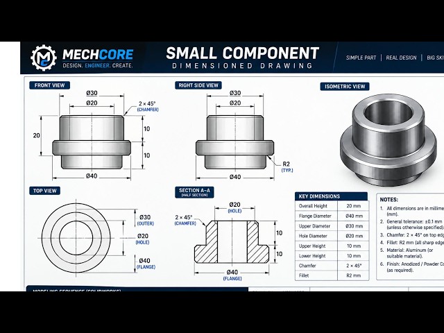 How to Design a Flanged Bushing in SolidWorks | Step-by-Step Tutorial | #solidworkstutorial #cadcam