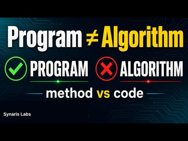 Program ≠ Algorithm | Synaris Labs — Lesson 15