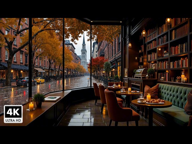 Smooth Jazz & Focus Jazz Music ~ Rainy Autumn Coffee Shop Jazz And Gentle Melodies For Relaxation